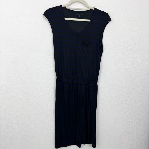 Theory Womens Genessa Casual Dress Size P (XS) Stripe Wrap Lightweight Brown - Picture 1 of 7